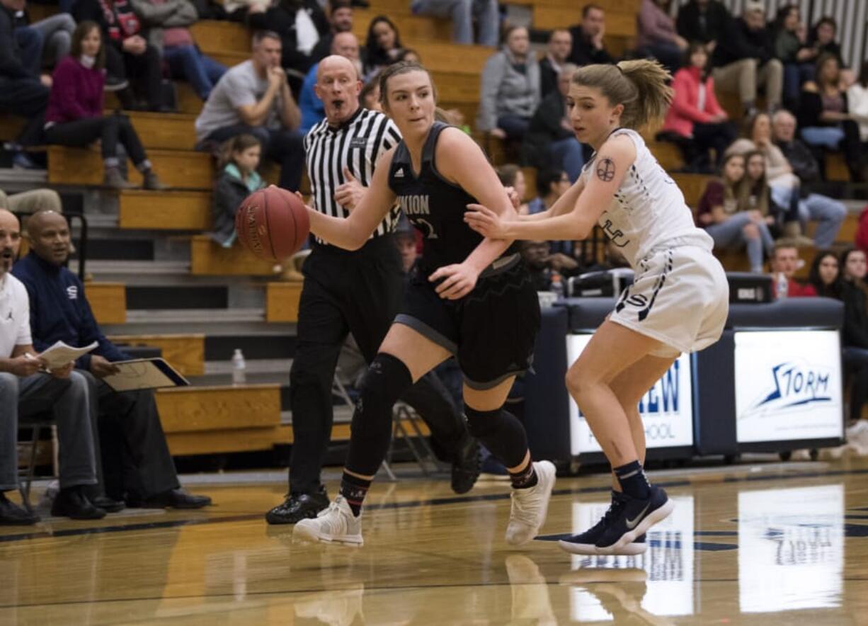 Union&#039;s Mackenzie Lewis, left, plays wing for the Titans.