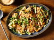 Baked Tofu With Peanut Sauce and Bok Choy.