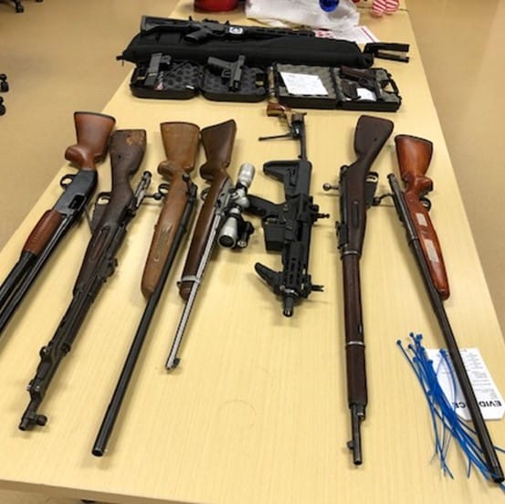 Battle Ground police seized several guns after a 2 1/2-hour standoff Thursday on the 200 block of Southwest 12th Street.