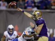 Washington quarterback Jacob Eason, shown here in the Las Vegas Bowl, threw for 3,132 yards and 23 TDs this year.