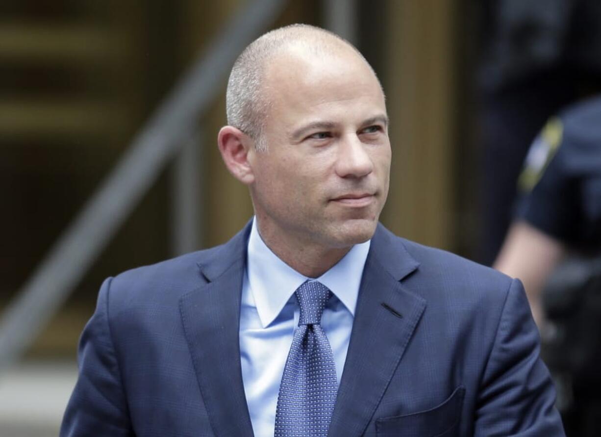 FILE - In this May 28, 2019 file photo, attorney Michael Avenatti leaves a courthouse in New York. Prosecutors say Avenatti was over $15 million in debt when he tried to extort up to $25 million from Nike, while Avenatti&#039;s lawyers say the money he legally requested to conduct an internal probe of the sportswear giant was a bargain. Both sides made the assertions in court papers filed late Tuesday, Dec. 24, in advance of a Jan. 22 criminal trial in Manhattan, giving U.S. District Judge Paul G. Gardephe time to decide what the jury will be allowed to hear and see.