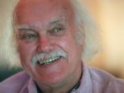 FILE - In this Oct. 21, 1998 file photo, Ram Dass, best known for the 1971 bestseller &quot;Be Here Now,&quot; smiles during an interview at his San Anselmo, Calif., home. The 1960s counterculture spiritual leader and early LSD proponent died, Sunday, Dec. 22, 2019 at his home in Maui, Hawaii. He was 88.