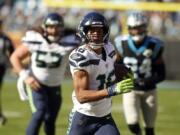 Seattle Seahawks wide receiver Tyler Lockett (16) had eight catches for 120 yards and a touchdown against the Carolina Panthers last Sunday in Charlotte, N.C.