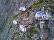 Skylodge Adventure Suites is made up of clear pods hanging above the Sacred Valley in Cusco, Peru.