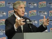 Pete Carroll was animated and energetic during his first press conference as head coach and executive vice president of the Seattle Seahawks on Jan. 12, 2010. (Ted S.