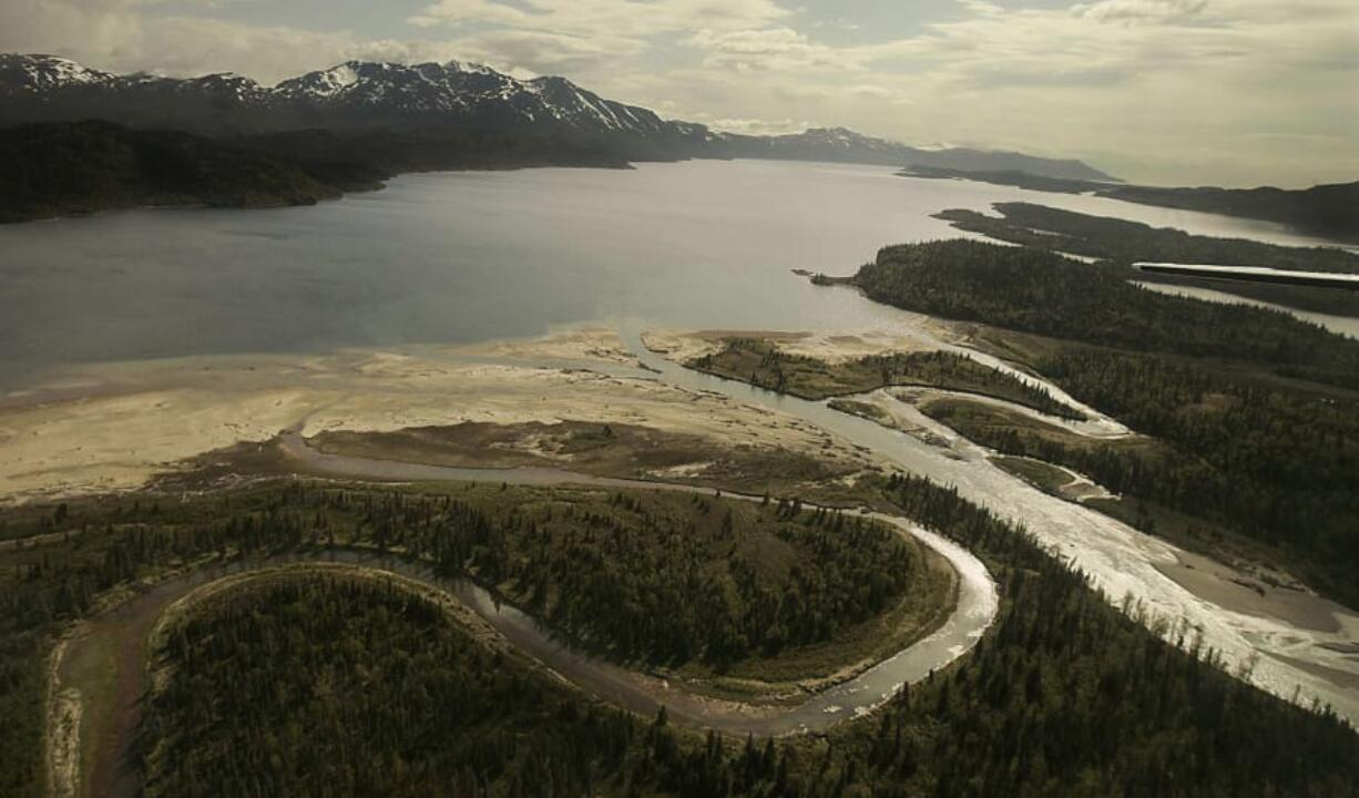 The Pile River flows into Lake Iliamna, nursery of many sockeye salmon, in the Bristol Bay region of Alaska in a file image. The Bureau of Land Management under the Trump administration announced a preferred proposal that would open millions of acres to potential mining.