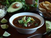 Short rib and flank steak soup sports all the luscious flavors of beefy tacos, but can be made ahead and eaten out of a bowl.