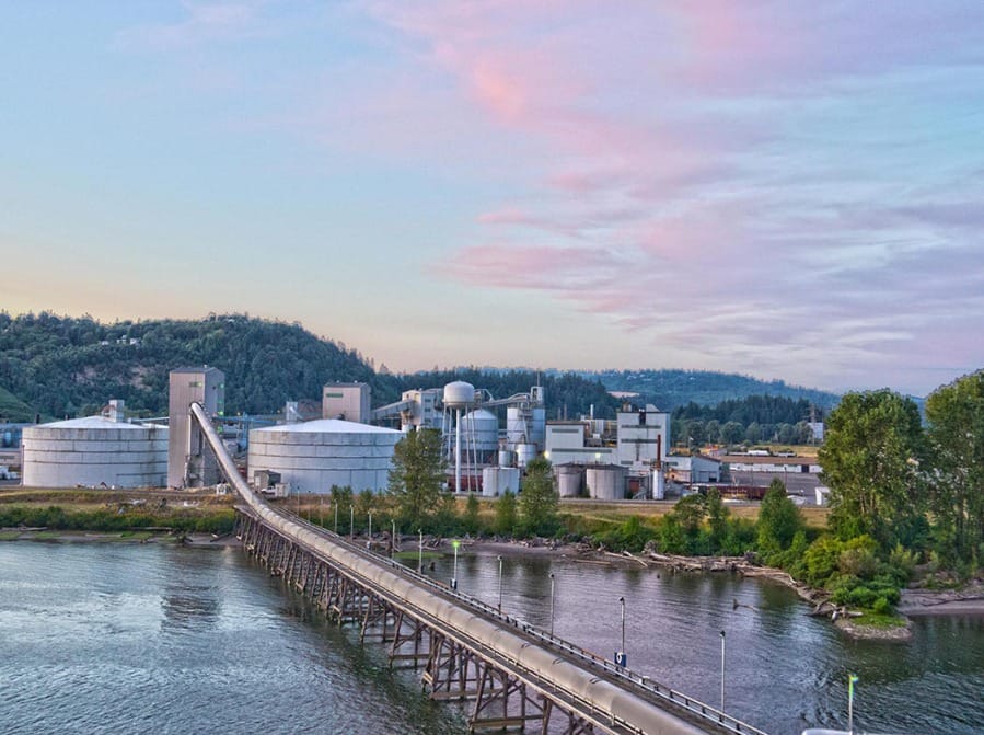 This undated photo shows the Millennium Bulk Terminals buildings along the Columbia River in Longview, looking north.