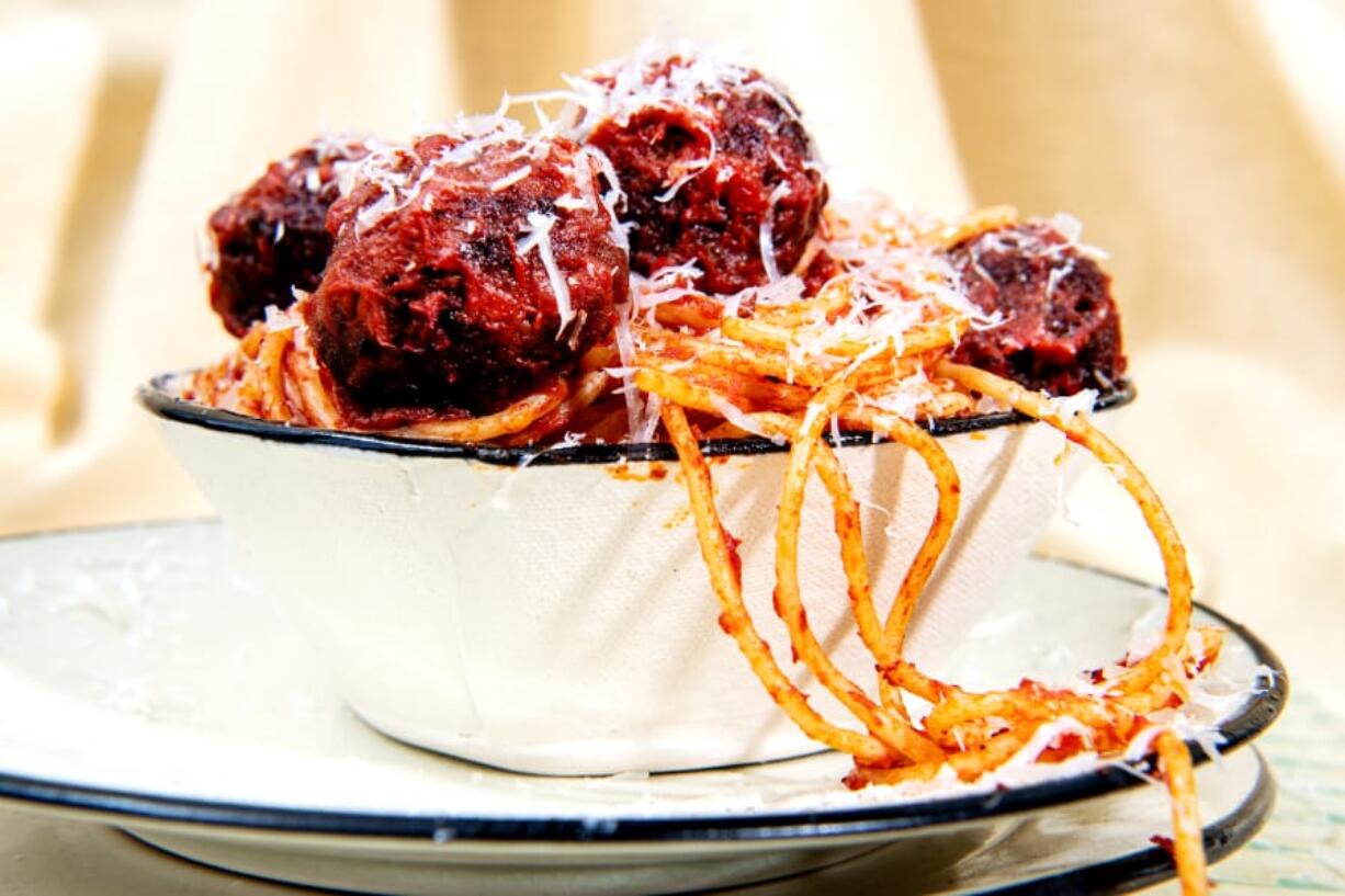 Spaghetti and "Beet" Balls (Mariah Tauger/Los Angeles Times)