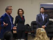 State Rep. Larry Hoff, from left, state Sen. Ann Rivers and state Rep. Brandon Vick attend a town hall in January 2019.