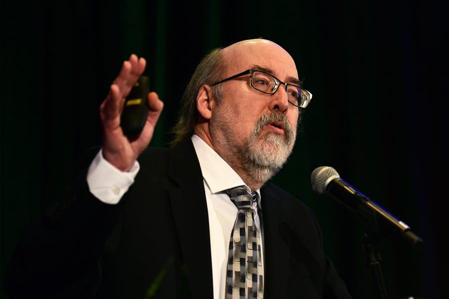 Scott Bailey, Southwest Washington regional economist, speaks during the 2020 Economic Forecast Breakfast. Bailey&#039;s closing presentation focused on issues of unemployment, job growth and income inequality.