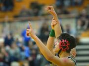 Union's Andres Nicacio beats Prairie's Bridger Paradis to win the 138-pound weight class at the Clark County Championship wrestling tournament at Skyview High School on Saturday, January 18, 2020.