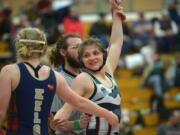 Union's Riley Aamold beats Kelso's Kyla Shoddy to win the 130-pound weight class at the Clark County Championship wrestling tournament at Skyview High School on Saturday, January 18, 2020.