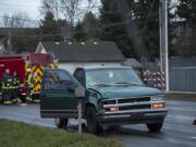 Police say a pickup was involved in the fatal pedestrian crash along Northeast 112th Avenue on Tuesday morning, Jan. 21, 2020.