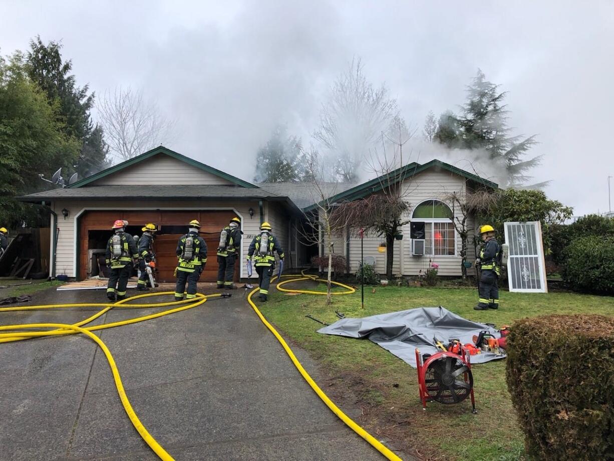 Vancouver firefighters were dispatched at 11:20 a.m. Thursday to the 1200 block of Southeast Park Crest Avenue for the report of a residential structure fire. Four people were displaced.