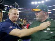 The Dallas Cowboys are moving on from coach Jason Garrett, left, by hiring former Green Bay Packers coach Mike McCarthy, who has agreed to become the ninth coach in team history, a person with direct knowledge of the deal said Monday, Jan. 6, 2020.The person spoke to The Associated Press on condition of anonymity because the team hasn&#039;t announced the move.