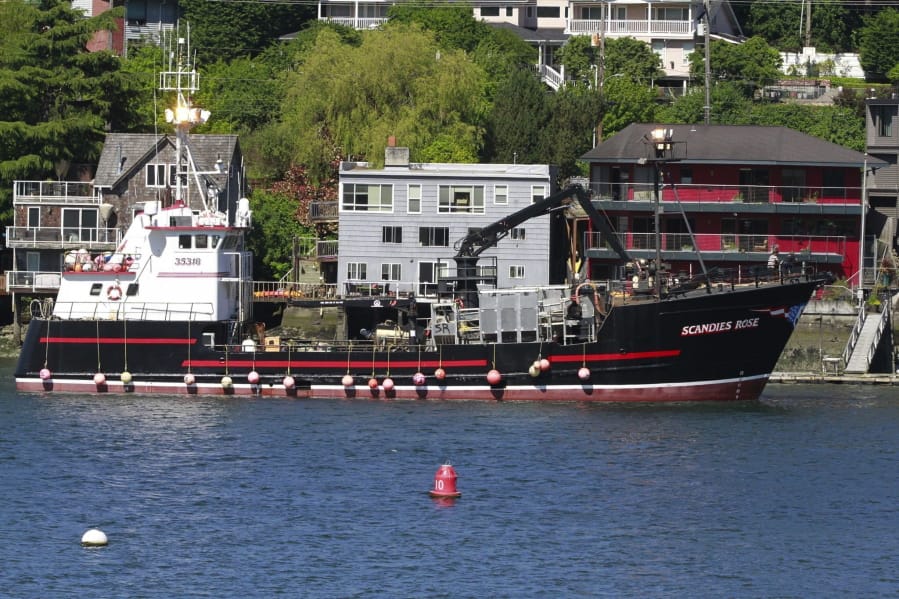 This undated photo shows the Scandies Rose vessel in Seattle. The search for five crew members of the Scandies Rose in Alaska has been suspended, the U.S.