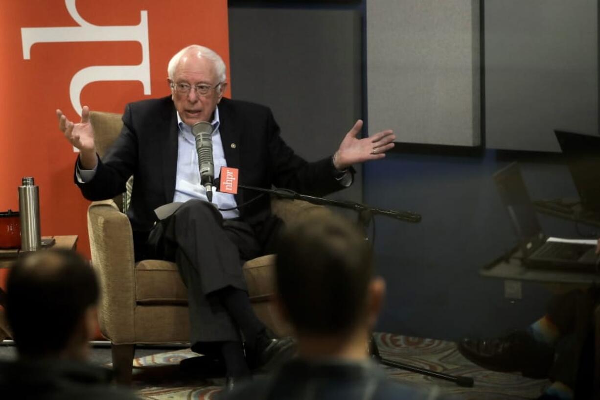 Democratic presidential candidate Sen. Bernie Sanders, I-Vt., speaks during a forum broadcast on radio in a New Hampshire Public Radio station, Sunday, Jan. 19, 2020, in Concord, N.H.