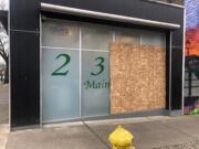 Vancouver police officers responded around 6:20 a.m. Saturday to Main Street Marijuana at 2314 Main Street for the report of a commercial burglary that just happened. Two large windows on the side of Main Street Marijuana facing West 24th Street were boarded up Monday morning.