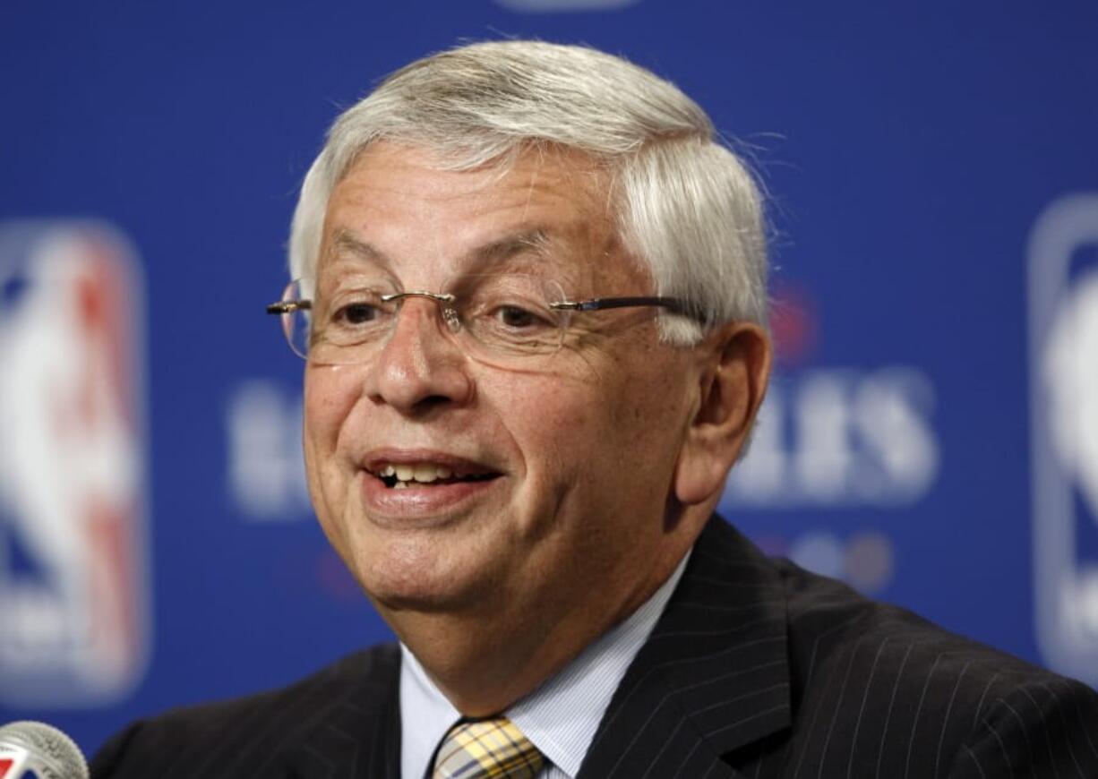 FILE -  In this June 7, 2009, file photo, NBA Commissioner David Stern announces Los Angeles will be the site of the 2011 NBA All-Star basketball game, at a news conference, in Los Angeles. David Stern, who spent 30 years as the NBA&#039;s longest-serving commissioner and oversaw its growth into a global power, has died on New Year&#039;s Day, Wednesday, Jan. 1, 2020. He was 77.