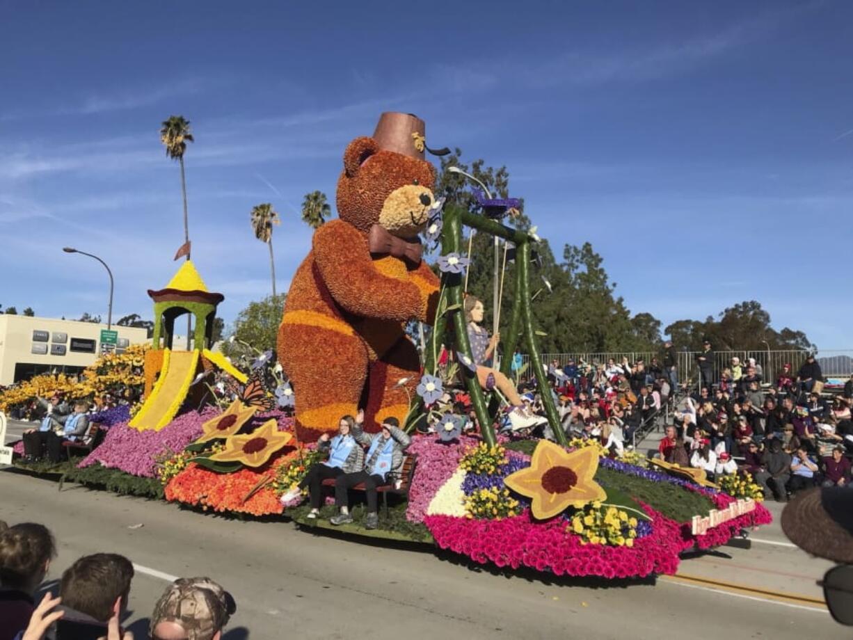 The Shriners Hospitals for Children float travels the 131st Rose Parade route Wednesday in Pasadena, Calif.