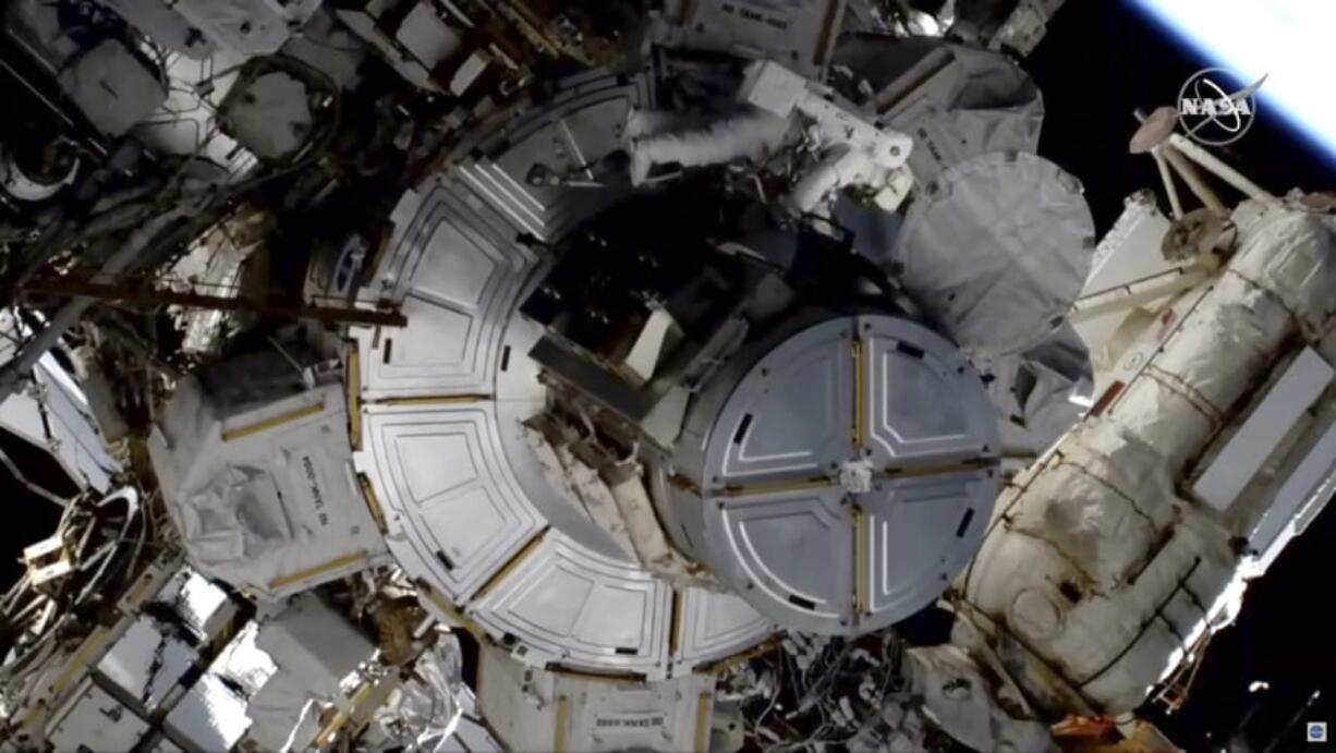 In this image taken from NASA video NASA astronaut Jessica Meir works to finish upgrading the International Space Station&#039;s power grid, Wednesday, Jan. 15, 2020. NASA is in the midst of replacing decades-old nickel-hydrogen batteries outside the sprawling space station with more powerful, longer-lasting lithium-ion batteries. The batteries are part of the station&#039;s solar power network, keeping everything running when the outpost is on the night side of Earth. It was the second pairing of Meir and Christina Koch outside the orbiting lab.