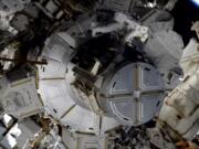 In this image taken from NASA video NASA astronaut Jessica Meir works to finish upgrading the International Space Station&#039;s power grid, Wednesday, Jan. 15, 2020. NASA is in the midst of replacing decades-old nickel-hydrogen batteries outside the sprawling space station with more powerful, longer-lasting lithium-ion batteries. The batteries are part of the station&#039;s solar power network, keeping everything running when the outpost is on the night side of Earth. It was the second pairing of Meir and Christina Koch outside the orbiting lab.