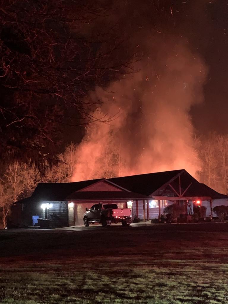 A witness caught this photo of a shop fire behind a home northeast of WSU Vancouver before firefighters arrived Saturday evening.