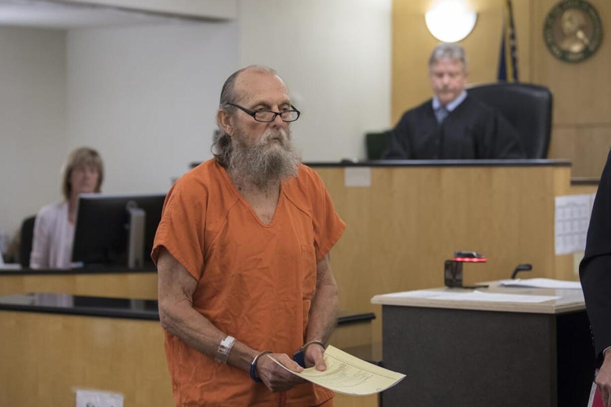 Convicted killer Warren Forrest appears Jan. 10 in Clark County Superior Court on a new murder charge in the death of a teenage girl in the 1970s. Forrest entered a not-guilty Friday to the charge. His trial is scheduled for April 6.