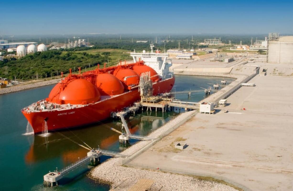 A tanker ship bearing liquified natural gas docks at the port in Altamira, Mexico, in 2010.