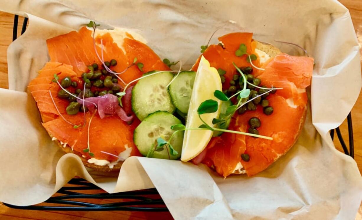 Bagel and lox at Cedar Street Bagel Co. in Camas.