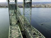 In September, Hamilton Construction Co. of Springfield, Ore., will replace several components of the Interstate 5 Bridge&#039;s lifting mechanism for the northbound span, which can be seen to the left in this photo looking south toward Oregon.