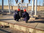 Workers for State Grid, China&#039;s state utility company, work in the field using RealWear&#039;s augmented-reality headset.