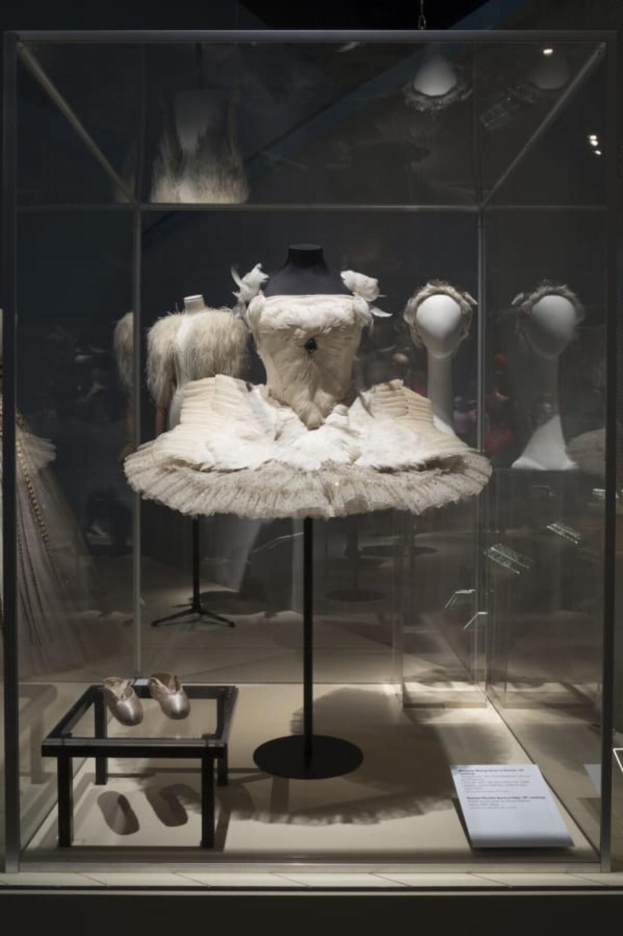 The &quot;Dying Swan&quot; tutu, headpiece, and pointe shoes worn by iconic Russian ballerina Anna Pavlova, that are part of the new exhibit at the Fashion Institute of Technology in New York.