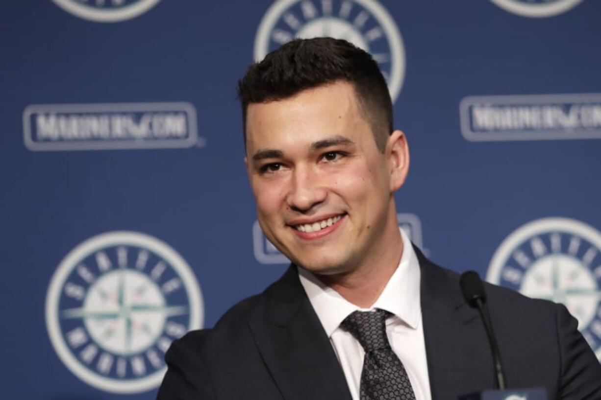 Seattle Mariners pitcher Marco Gonzales smiles during a baseball news conference Tuesday, Feb. 4, 2020, in Seattle. Gonzales and the Mariners agreed to a $30 million contract covering 2021-24, a deal that includes a club option and could be worth $45 million over five seasons. Gonzales is coming off the best season of his career.