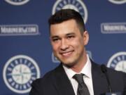 Seattle Mariners pitcher Marco Gonzales smiles during a baseball news conference Tuesday, Feb. 4, 2020, in Seattle. Gonzales and the Mariners agreed to a $30 million contract covering 2021-24, a deal that includes a club option and could be worth $45 million over five seasons. Gonzales is coming off the best season of his career.