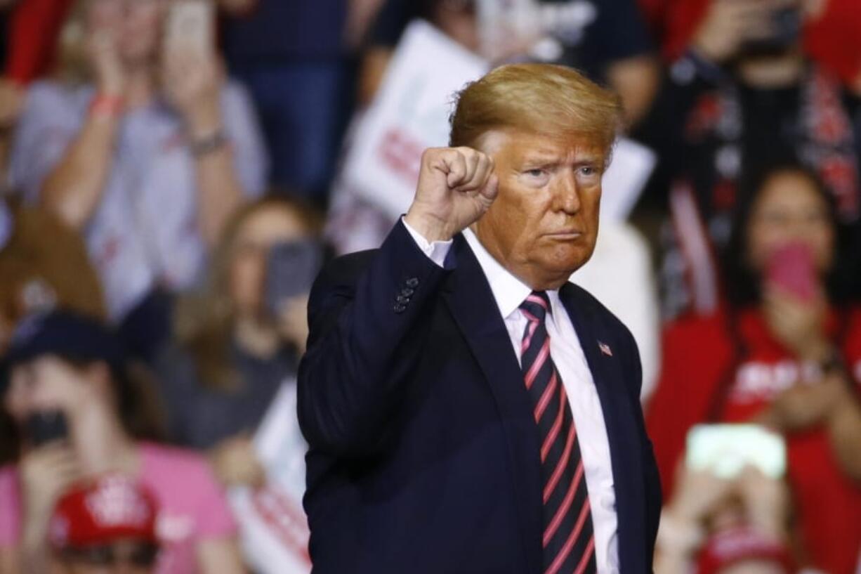 FILE - In this Feb. 21, 2020 file photo, President Donald Trump speaks during a campaign rally in Las Vegas. A U.S. appeals court has upheld the Trump administration&#039;s rules imposing more hurdles for women seeking abortions. The 9th U.S. Circuit Court of Appeals decision Monday, Feb. 24 overturns decisions that had been issued by judges in Washington, Oregon and California.