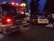 Two people suffered not life-threatening injuries in a crash Tuesday evening in east Vancouver.