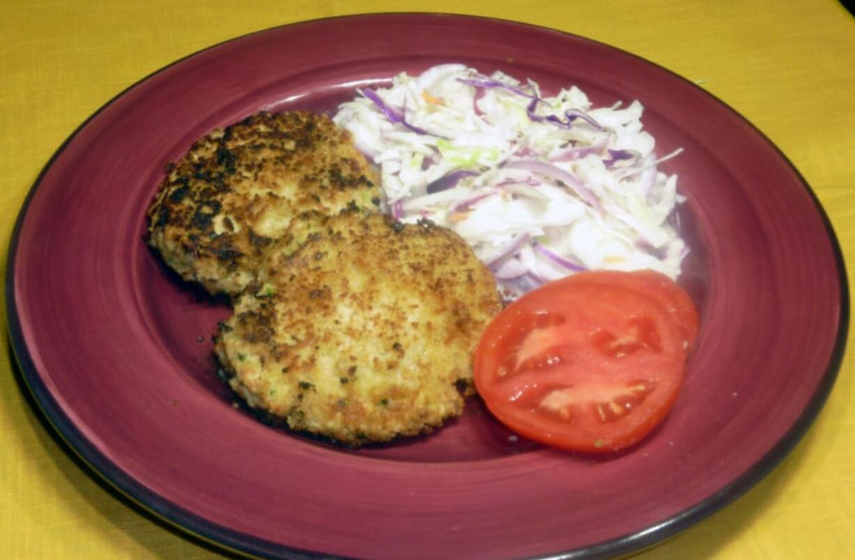 Shrimp Cakes with Quick Coleslaw.