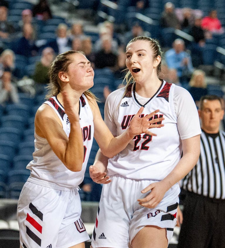 Union's Lolo Weatherspoon claps her hands in frustration after her shot, om which she was fouled, rims out late in the fourth quarter of a 4A State third-place game Saturday at the Tacoma Dome.