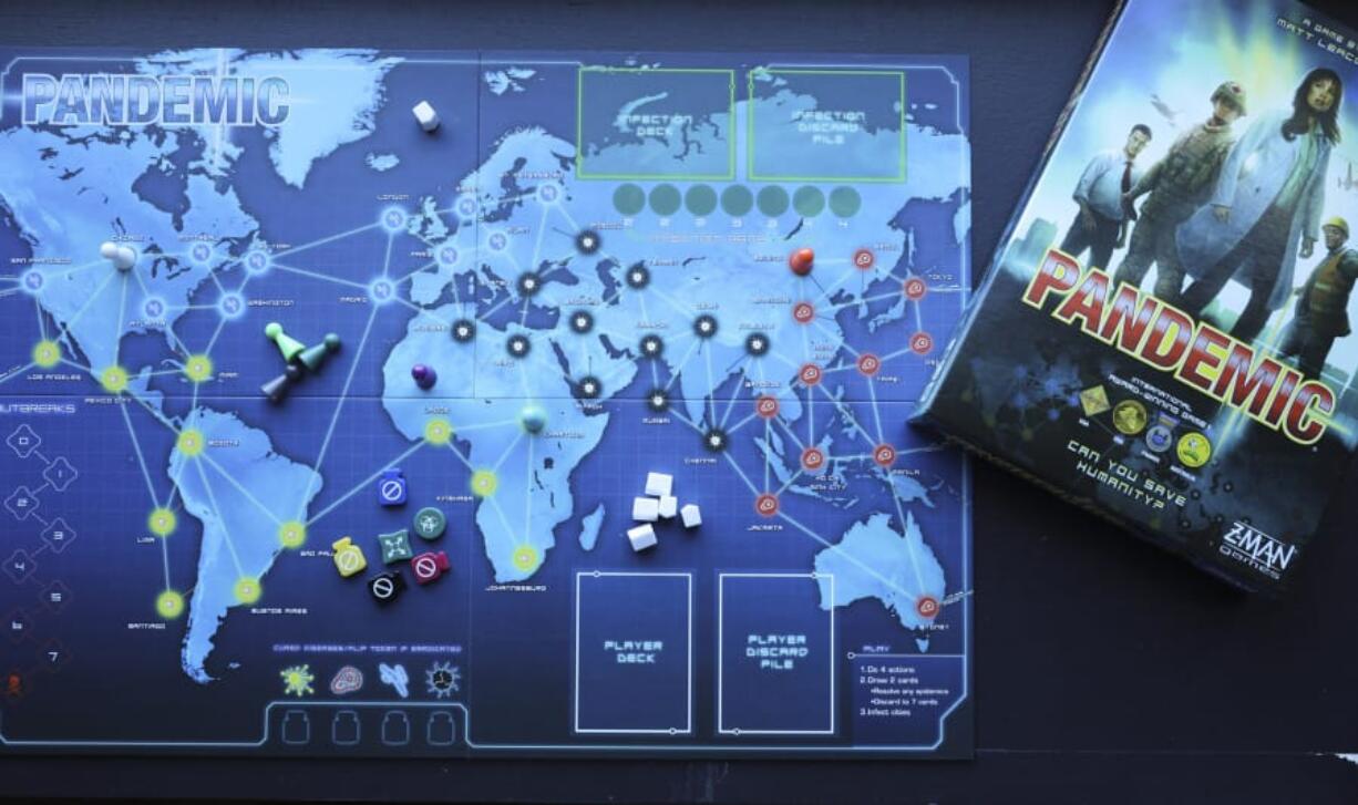 The Pandemic board game was created by Matt Leacock, published by Z-Man Games. Players work together to stop the spread of an infectious disease around the globe.