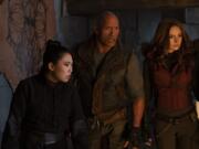 Awkwafina, from left, Dwayne Johnson, and Karen Gillan in &quot;Jumanji: The Next Level.&quot; (Frank Masi/Sony Pictures)