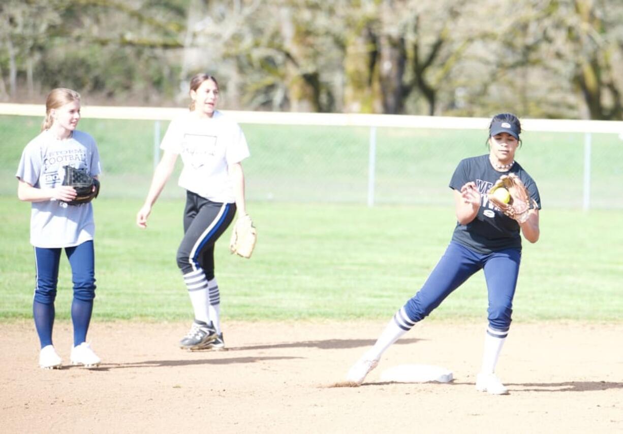 Micah Rice/The Columbian 
 Mikelle Anthony plays in the middle infield, whether at second base or shortstop for the Skyview softball team. (Micah Rice/The Columbian)