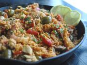 Paella with chorizo offers a taste of Spain.