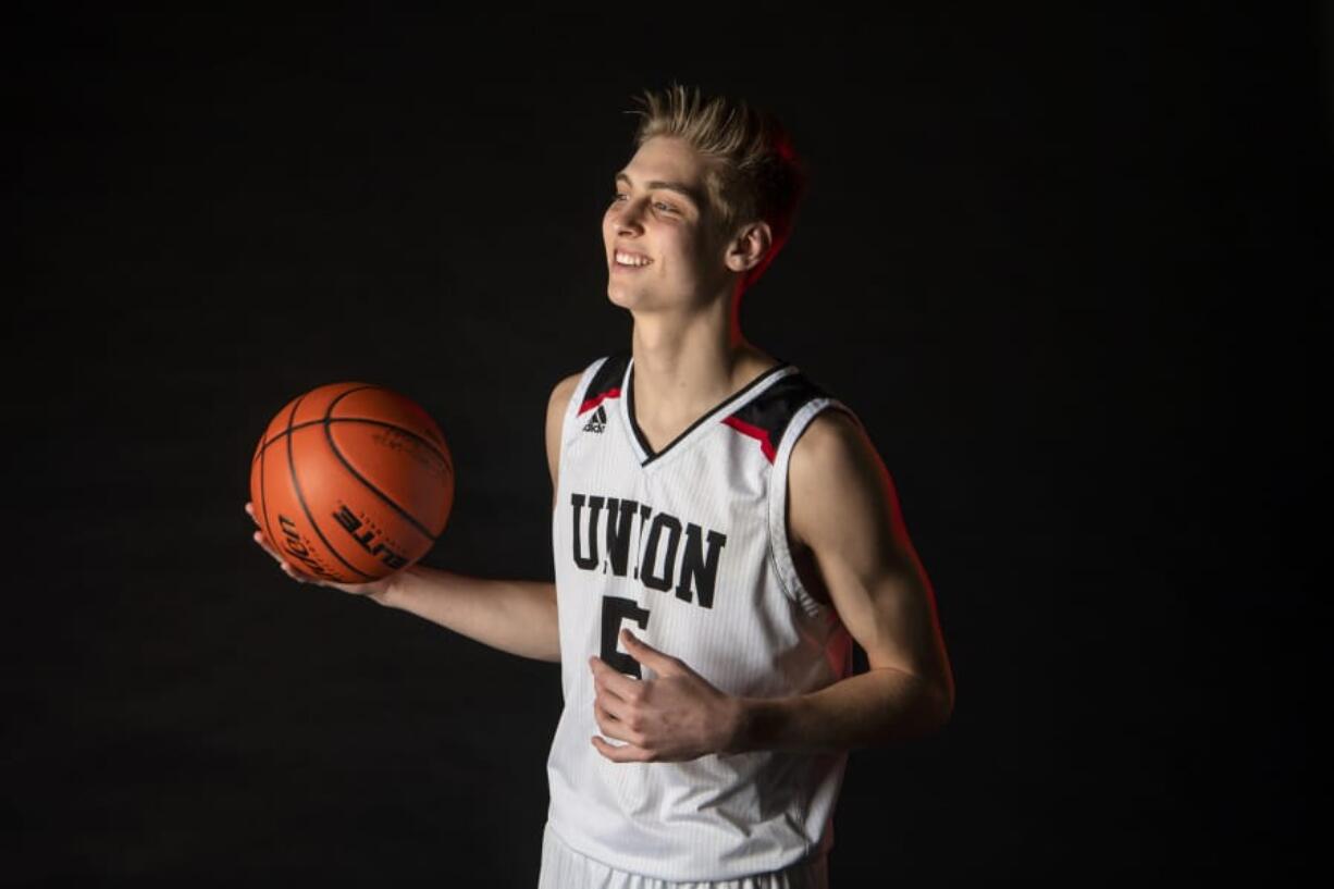 Union&#039;s Tanner Toolson, the All-Region boys basketball player of the year, is pictured at The Columbian on Monday, March 16, 2020.