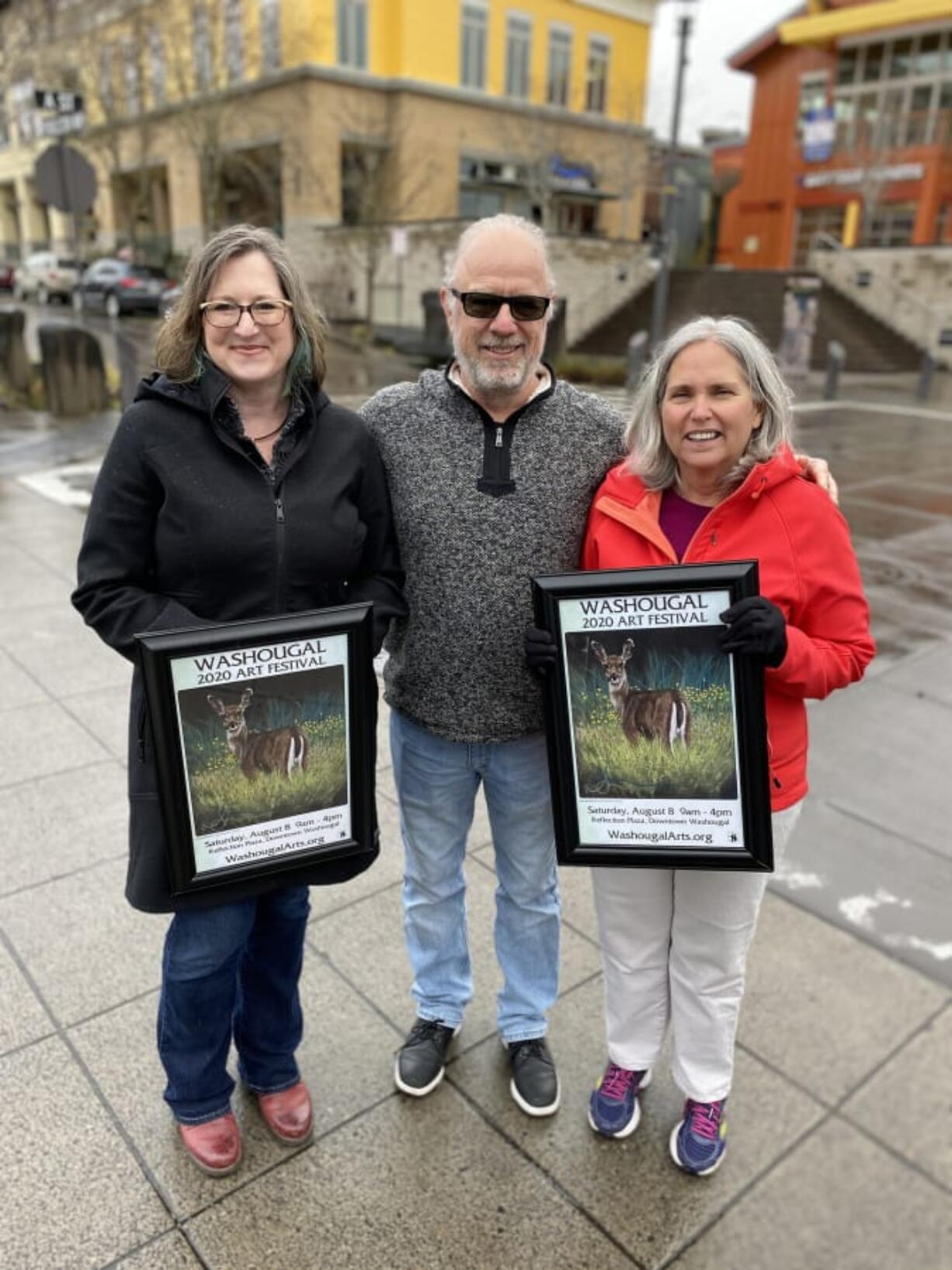 WASHOUGAL: Washougal Arts and Culture Alliance Artist of the Year Angela Ridgway, from left, and Patrons of the Year Wes and Diane Hickey.