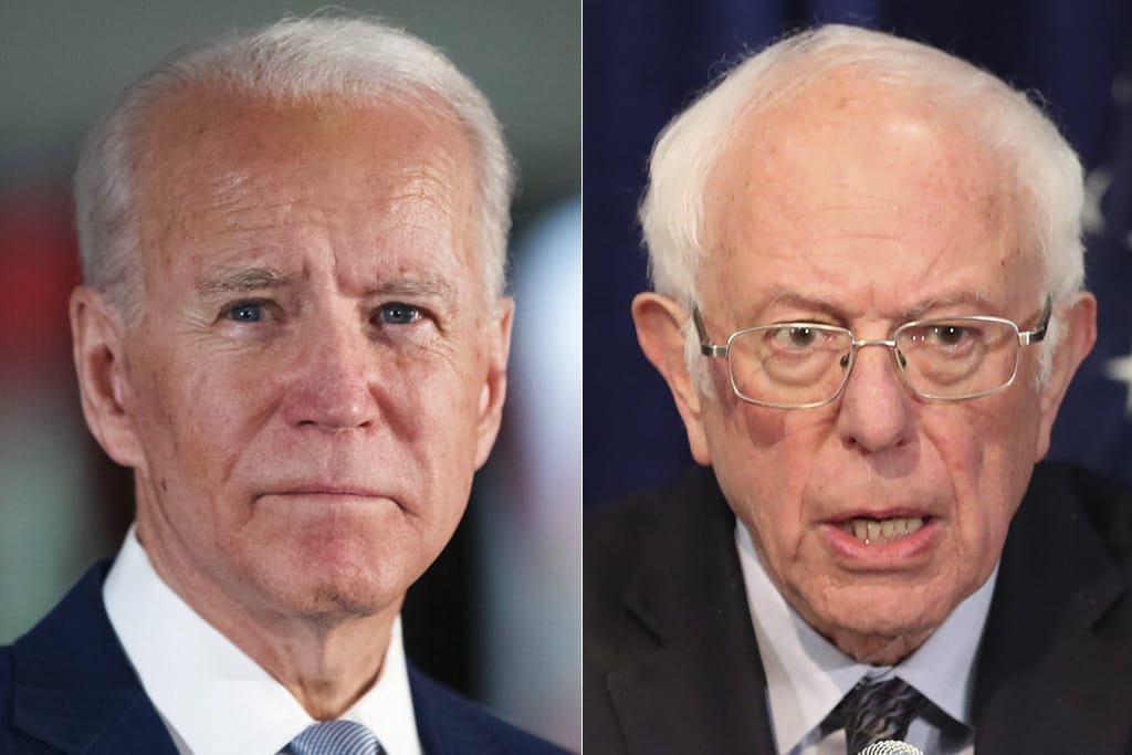 Joe BIden, left, and Bernie Sanders.