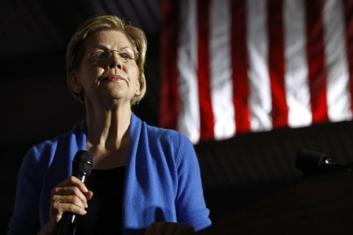 Democratic presidential candidate Sen. Elizabeth Warren, D-Mass., speaks during a primary election night rally, Tuesday, March 3, 2020, at Eastern Market in Detroit.