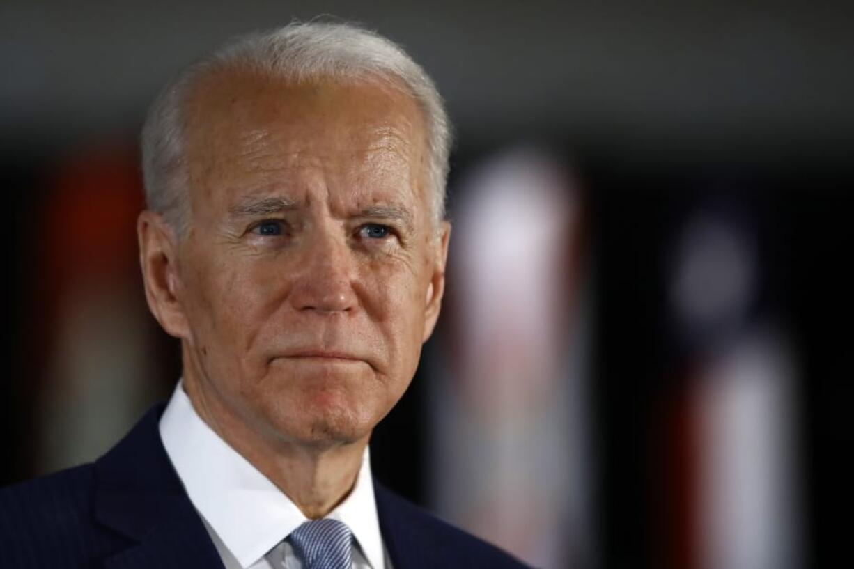 Democratic presidential candidate former Vice President Joe Biden speaks to members of the press at the National Constitution Center in Philadelphia, Tuesday, March 10, 2020.