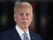 Democratic presidential candidate former Vice President Joe Biden speaks to members of the press at the National Constitution Center in Philadelphia, Tuesday, March 10, 2020.